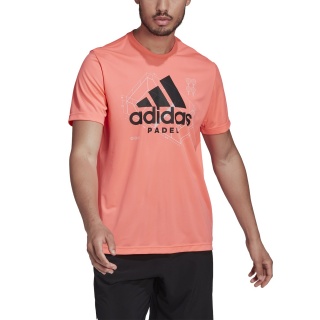 adidas Tennis-Tshirt Logo Padel-Print #22 korallenrot Herren